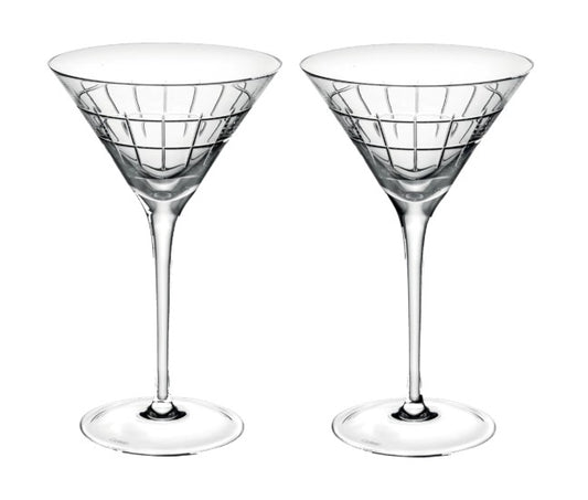 Set of 2 Crystal Martini Glasses